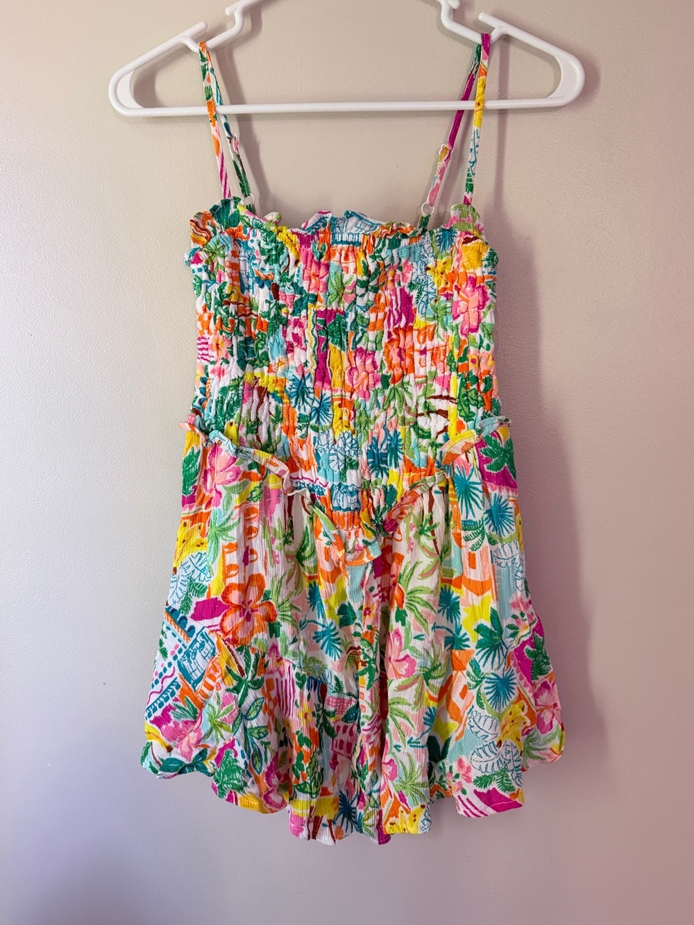 No Boundaries Multicolor Floral Smocked Romper NWOT